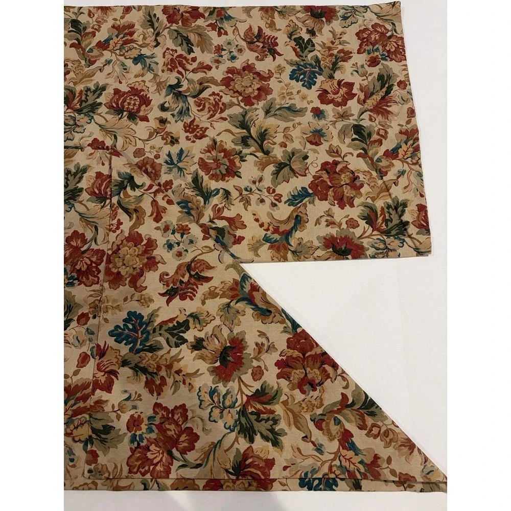 Ralph Lauren Highgate Woods Pillowcases Standard Pair Vintage Floral Tan Red USA